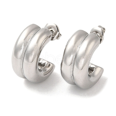 Non-Tarnish 304 Stainless Steel Round Stud Earrings EJEW-Z022-28P-1