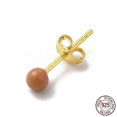 Enamel Round Ball Stud Earrings EJEW-C020-01G-05-1