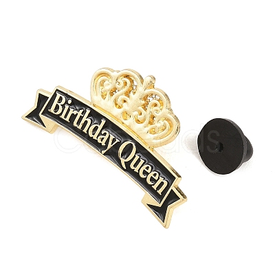 Birthday Queen with Crown Enamel Pins JEWB-B042-01B-1