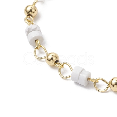 Brass Natural Howlite Link Bracelets for Women BJEW-JB11683-01-1