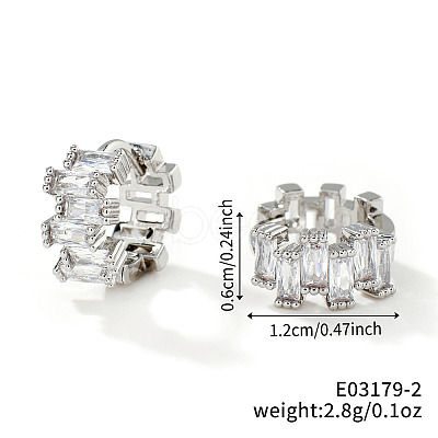 Fashion Brass with Rhinestone Hoop Earrings HA6606-2-1