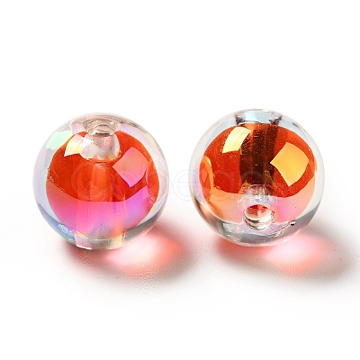 Two Tone UV Plating Rainbow Iridescent Acrylic Beads TACR-D010-03A-08-1