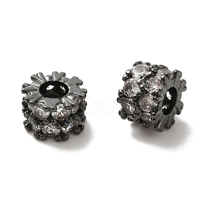 Brass Micro Pave Cubic Zirconia Beads KK-C072-25B-1