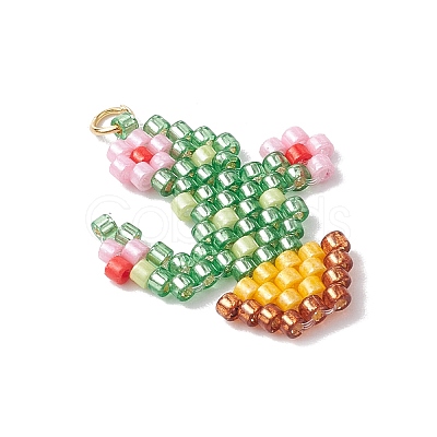 Beaded Cactus Charms PALLOY-MZ00455-1