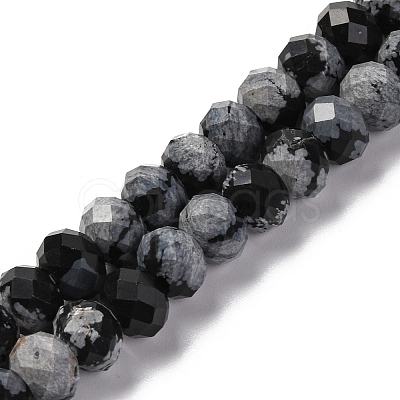 Natural Snowflake Obsidian Beads Strands G-K380-A12-01-1