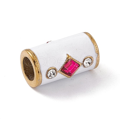 Golden Tone 304 Stainless Steel Cubic Zirconia European Beads STAS-E179-17G-01-1