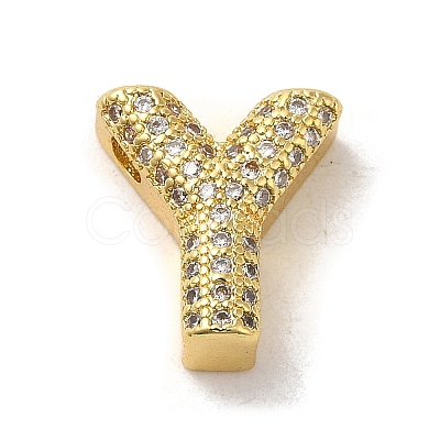 Brass Micro Pave Clear Cubic Zirconia Charms ZIRC-C009-01G-Y-1