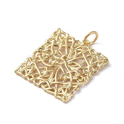 Brass Filigree Pendants ZIRC-G160-40G-1