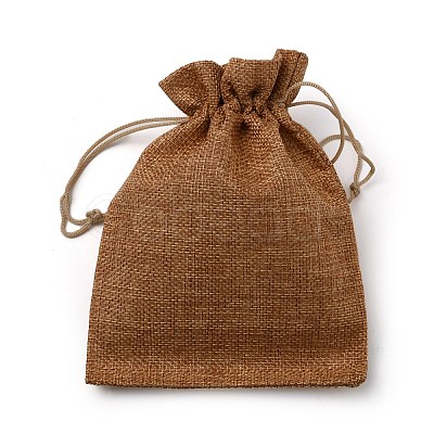 Polyester Imitation Burlap Packing Pouches Drawstring Bags ABAG-PH0001-33A-1