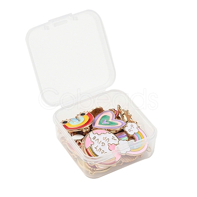 25Pcs 25 Style Light Gold Alloy Enamel Pendants ENAM-YW0001-82-1