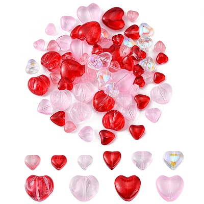 80Pcs 13 Style Transparent Spray Painted Glass Beads GLAA-FS0001-30-1