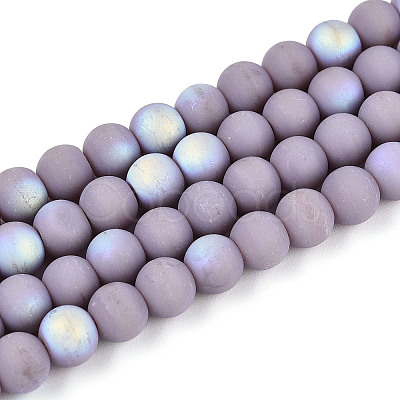 Frosted Opaque Glass Beads Strands GLAA-T032-P6mm-MBB07-1