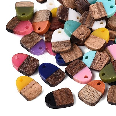 Opaque Resin & Walnut Wood Pendants RESI-N053-32-1
