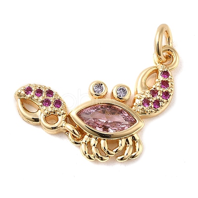 Rack Plating Brass Micro Pave Cubic Zirconia Pendants X-KK-P241-08G-1