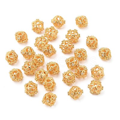 Brass Micro Pave Clear Cubic Zirconia Beads KK-I705-16G-1