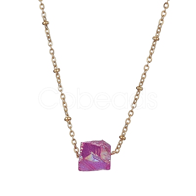 Dyed Natural Quartz Polygon Pendant Necklaces NJEW-JN04491-1