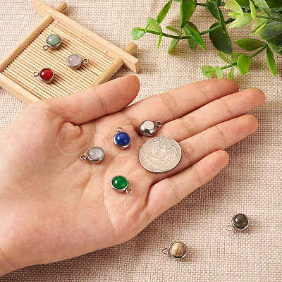 9Pcs 9 Styles Natural Mixed Stone Charms G-FW0001-28-1