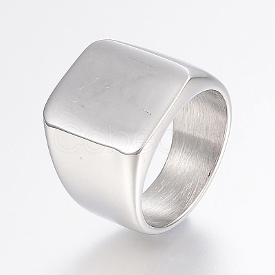 Tarnish Resistant 304 Stainless Steel Signet Band Rings for Men RJEW-G091-16-20mm-P-1