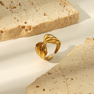 Adjustable 304 Stainless Steel Open Cuff Ring for Women HG9986-1-1