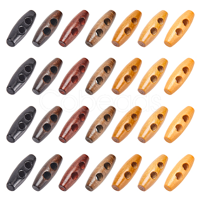 84Pcs 7 Colors Natural Wood Buttons BUTT-GF0003-90C-1