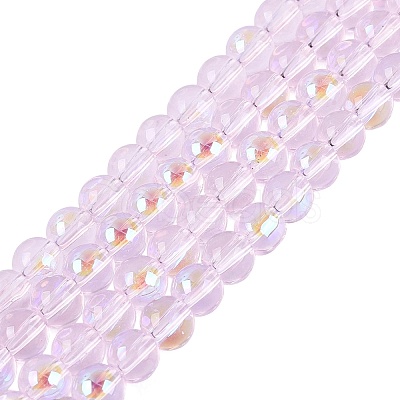 Transparent Electroplate Glass Beads Strands EGLA-Q132-6MM-01A-12-1