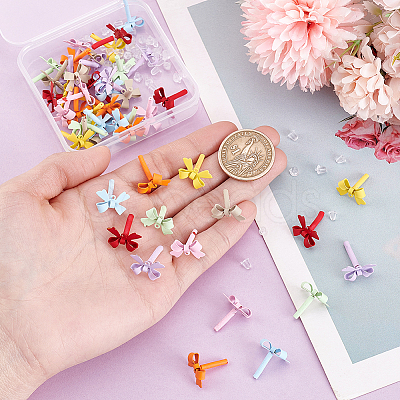 48Pcs 8 Colors Alloy Stud Earring Findings EJEW-PH0001-36-1