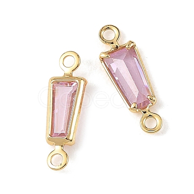 SHEGRACE Brass Pave Cubic Zirconia Trapezoid Connector Charms XGRQ2O654-444B-G-1