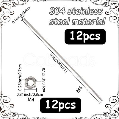304 Stainless Steel Fully All Threaded Long Screw & Nuts FIND-SC0020-36B-1