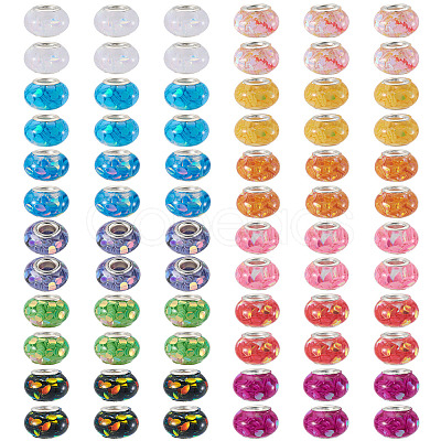 72Pcs 12 Colors Transparent Resin Rondelle European Beads RESI-TA0004-81-1
