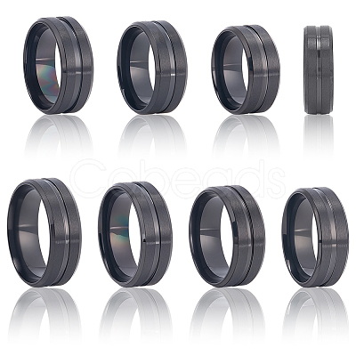 14Pcs 7 Styles Stainless Steel Grooved Finger Ring Settings STAS-SC0010-65EB-1