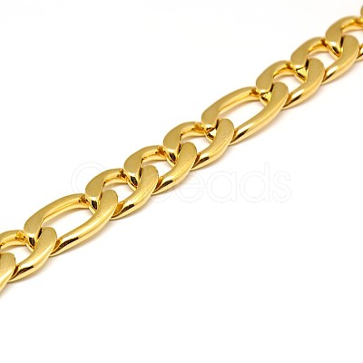 Fashionable 304 Stainless Steel Figaro Chain Necklaces for Men STAS-A028-N018G-1