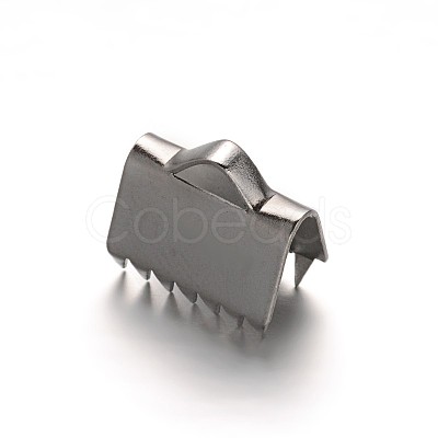 Tarnish Resistant 304 Stainless Steel Ribbon Crimp Ends STAS-G130-11C-1