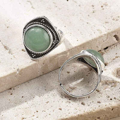 Natural Green Aventurine Adjustable Rings G-P560-03AS-03-1