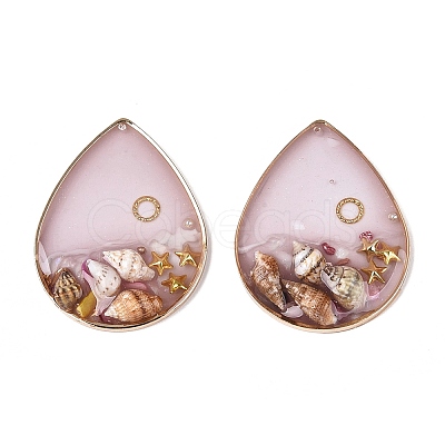 Brass & Epoxy Resin Pendants KK-Q082-03KCG-01-1