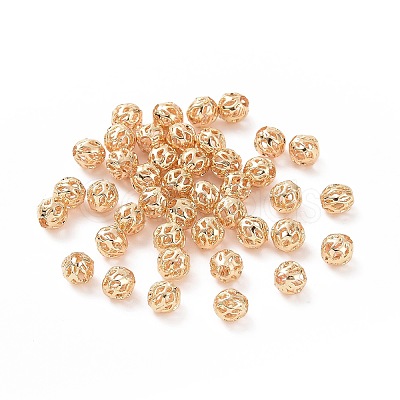 Brass Hollow Beads KK-E046-04A-G-1