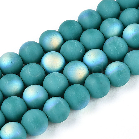Frosted Opaque Glass Beads Strands GLAA-T032-P10mm-MBB12-1