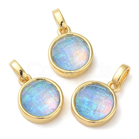Rack Plating Brass with Synthetic Opal Pendants KK-S370-06G-03-1