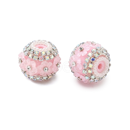 Bling Resin Rhinestone Flower Beads OACR-D310-01P-D-1