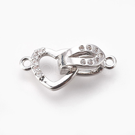 Brass Micro Pave Cubic Zirconia Fold Over Clasps KK-P164-09P-1