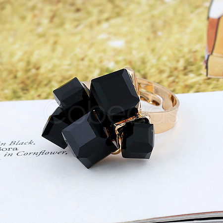 Alloy Glass Finger Rings for Women WG419E2-02-1