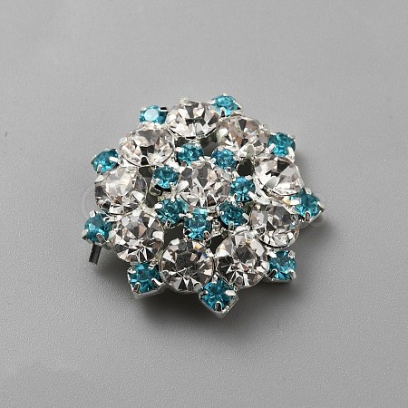 1-Hole Alloy Rhinestone Shank Buttons BUTT-WH0020-35A-1