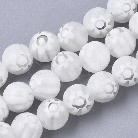 Handmade Millefiori Lampwork Beads Strands X-LAMP-R143-01H-1