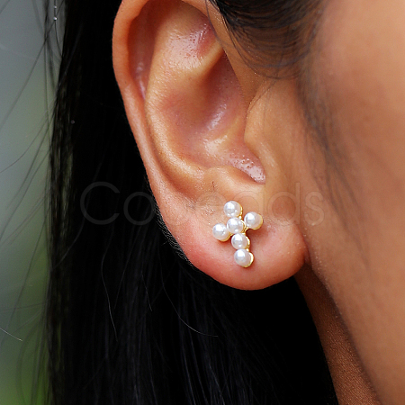 Elegant Cross Brass Stud Earrings XC2050-1