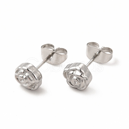 Non-Tarnish 304 Stainless Steel Flower Stud Earrings for Women EJEW-C004-10P-1