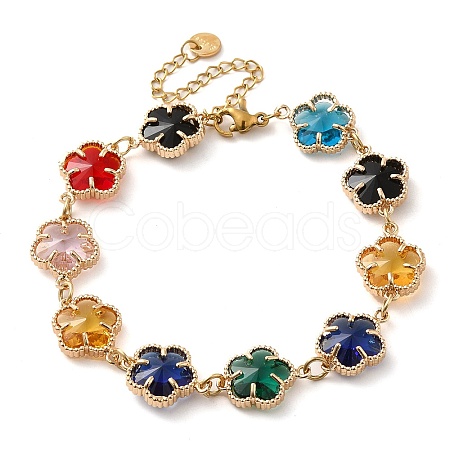 Colorful Glass Link Chain Bracelets BJEW-B075-05-1