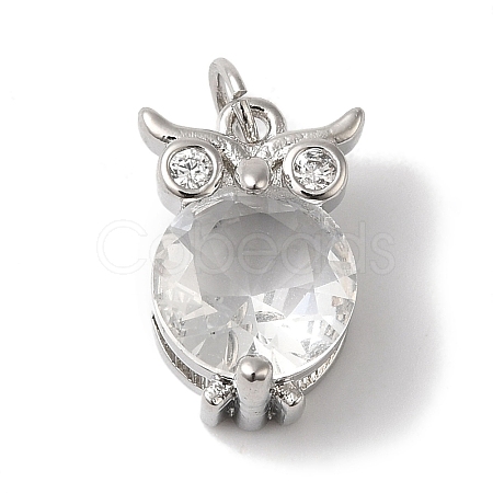 Rack Plating Brass Micro Pave Clear Cubic Zirconia Charms KK-B092-27P-1
