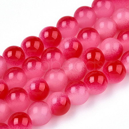 Baking Paint Imitation Jade Glass Round Bead Strands DGLA-N003-10mm-06-1