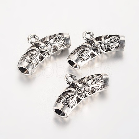 Tibetan Style Hollow Alloy Tube Bails X-TIBE-K022-03-1