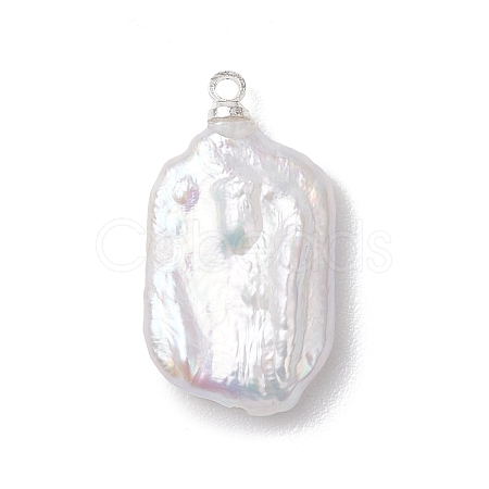 Natural Baroque Pearl Keshi Pearl Pendants PALLOY-JF04825-1