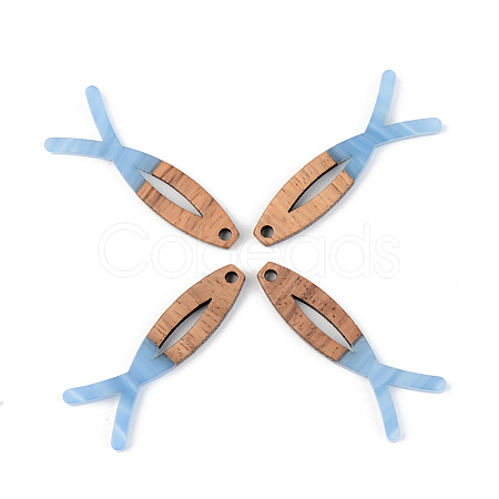 Opaque Resin & Walnut Wood Pendants RESI-S389-019A-C01-1